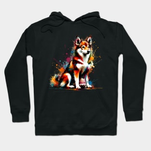 Colorful Norwegian Lundehund in Abstract Splash Paint Art Hoodie